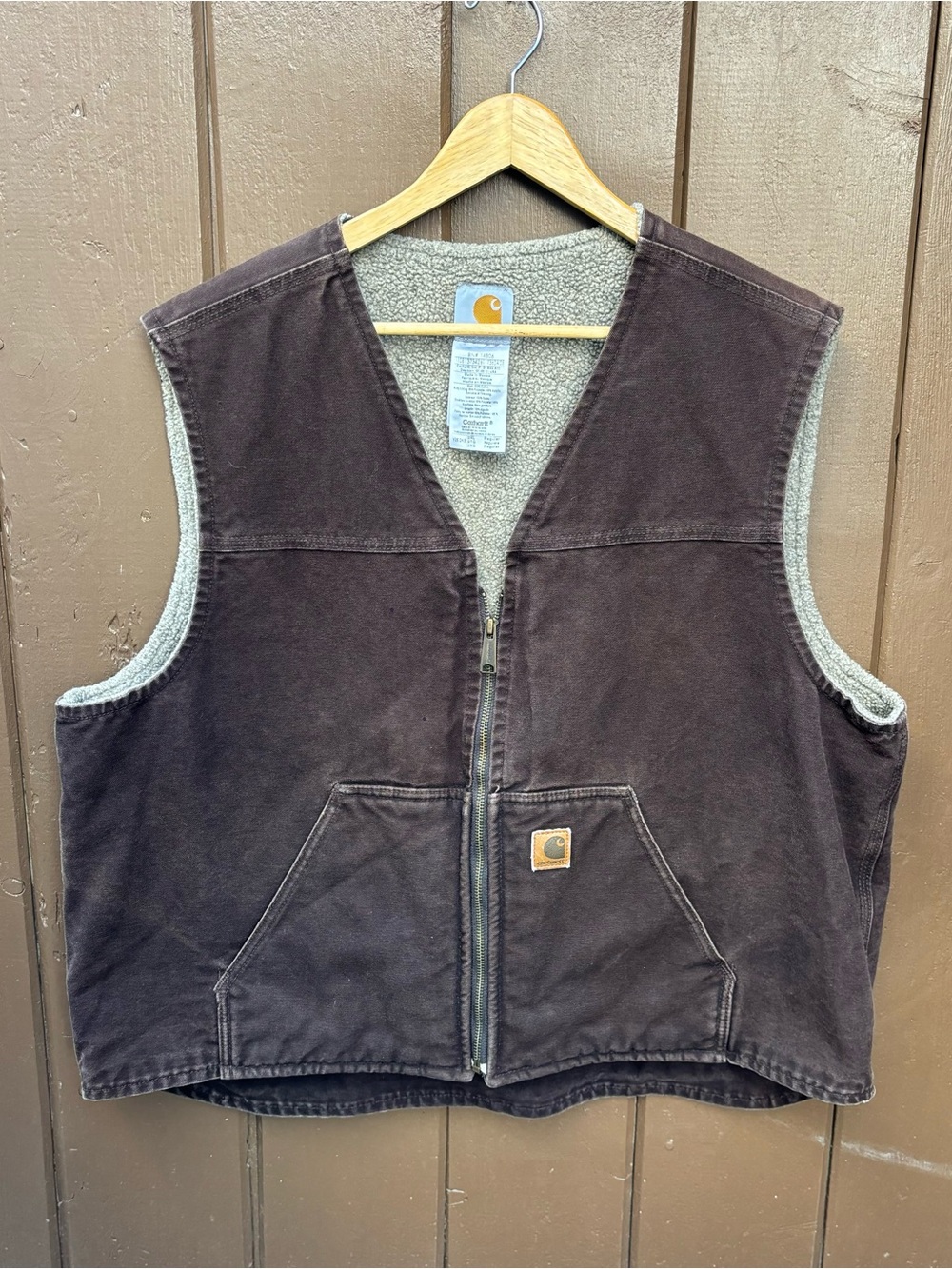 Vintage Carhartt Sherpa-Lined Rugged Vest “Dark Brown” V26 DKB Men’s 2XL